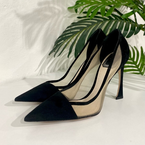 SOLD Authentic Christian Dior Black Suede & Mesh Songe Heels size 37 - Picture 5 of 12